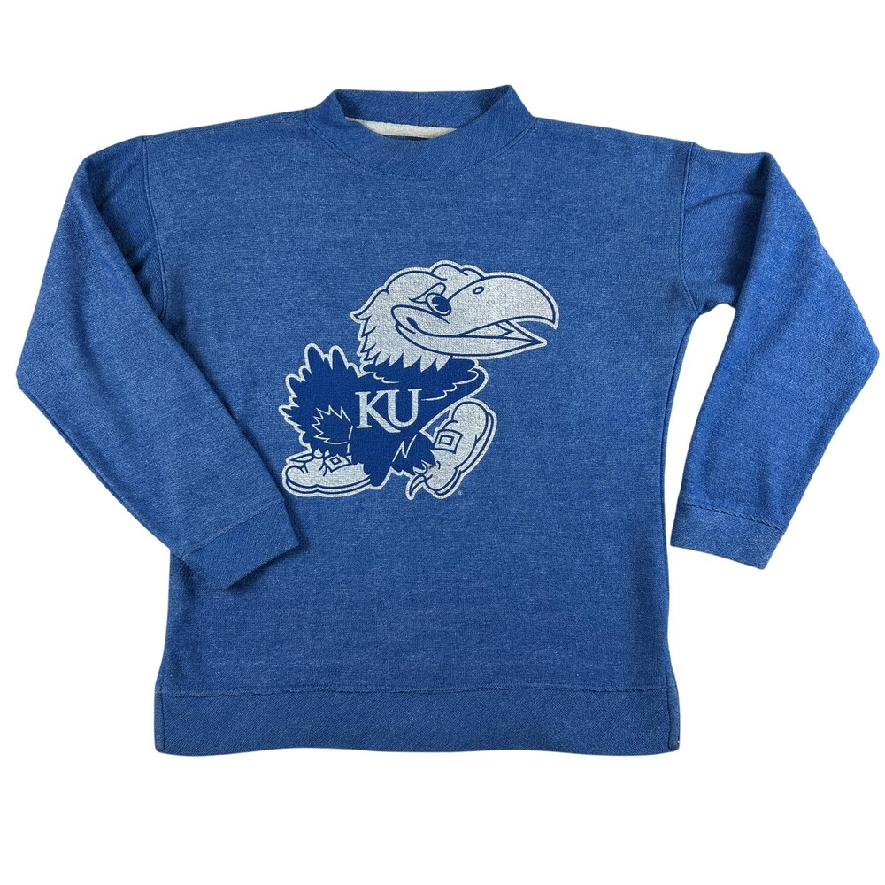 Kansas Jayhawks Sweatshirt Womens Small Blue NCAA Basketball Mock Neck Pullover